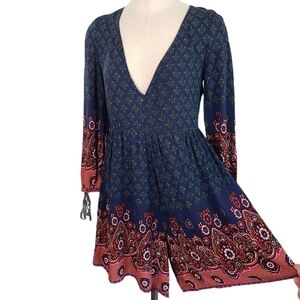 Deep V flowy lightweight floral paisley romper